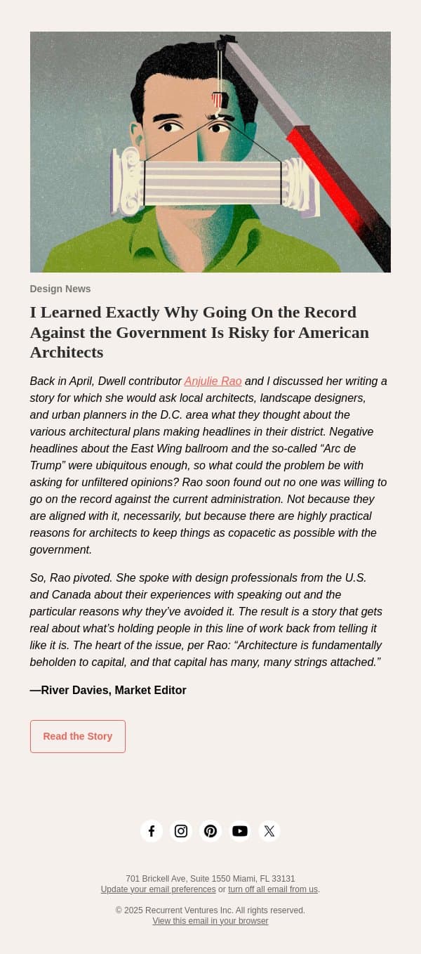 I Learned Exactly Why American Architects Stay Tight-Lipped About the Government email from Dwell screenshot