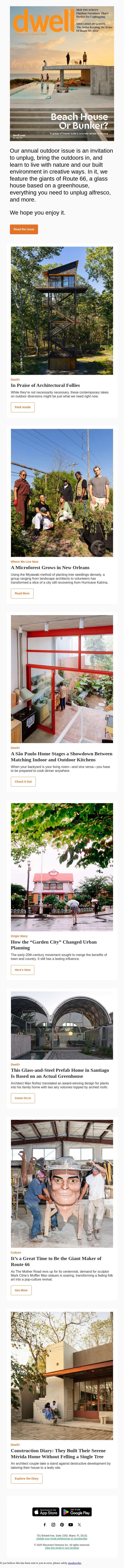 Our Outdoor Issue Is Here email from Dwell screenshot