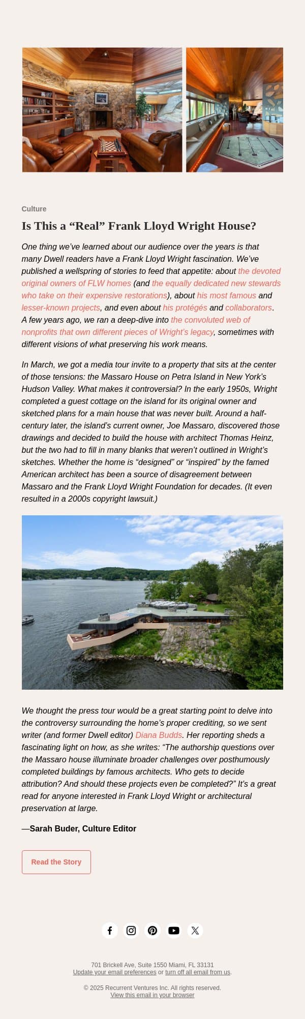 Is This a “Real” Frank Lloyd Wright House? email from Dwell screenshot