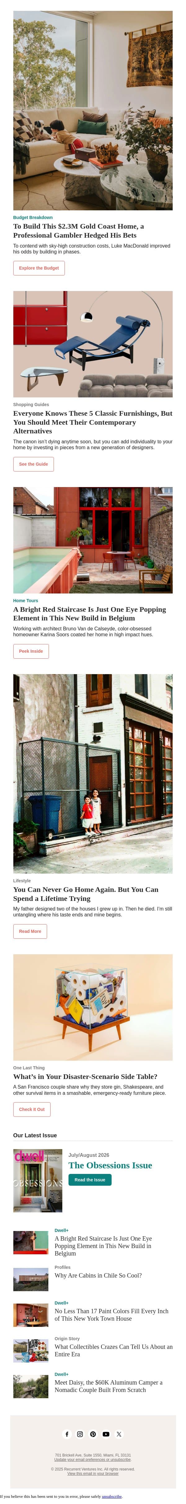 What’s in Your Disaster-Scenario Side Table? email from Dwell screenshot