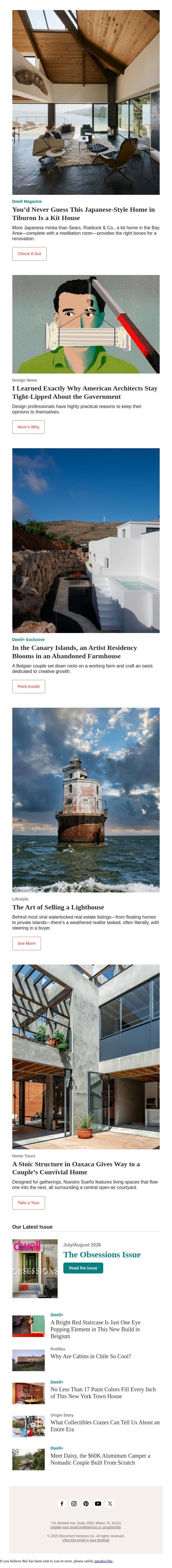 The Art of Selling a Lighthouse email from Dwell screenshot