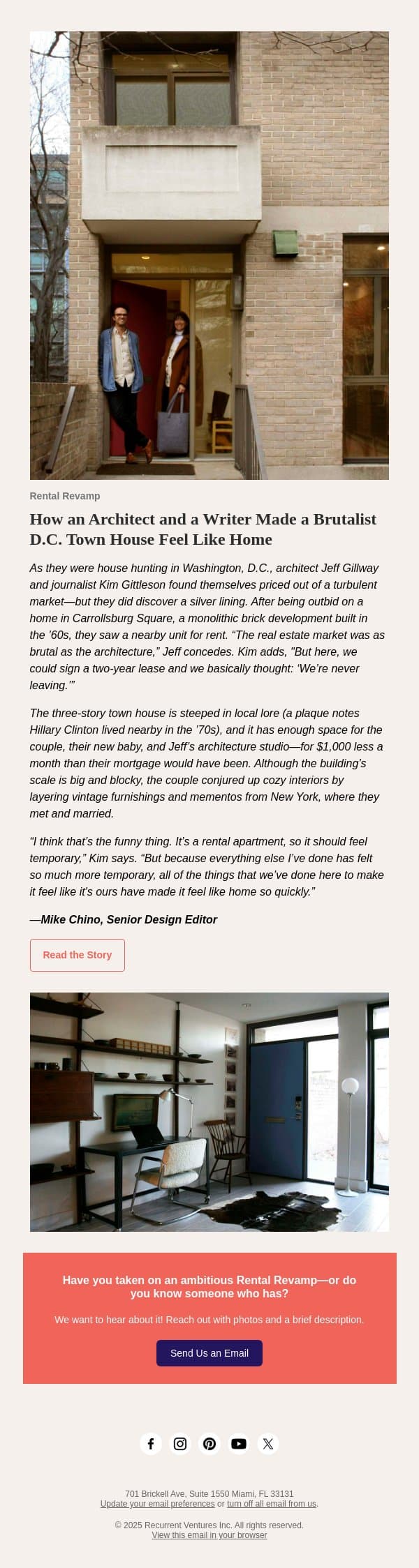 How an Architect and a Writer Made a Brutalist D.C. Town House Feel Like Home email from Dwell screenshot