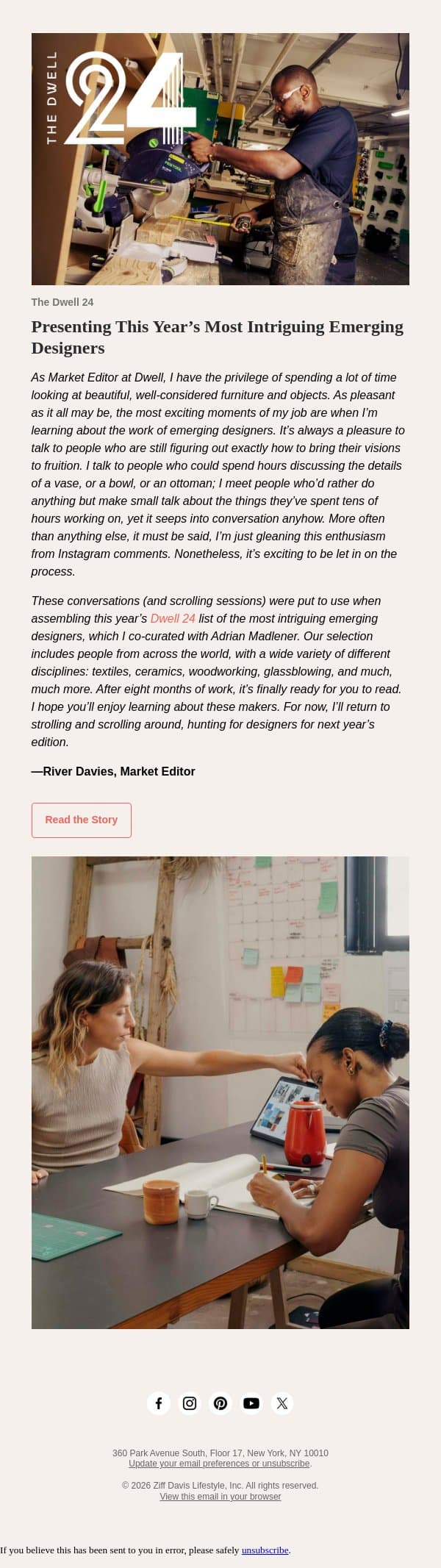Dwell 24: Presenting This Year’s Most Intriguing Emerging Designers email from Dwell screenshot