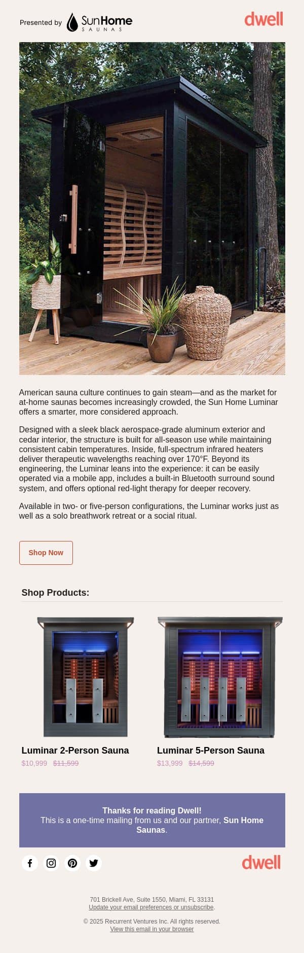 This Year’s Hottest Backyard Accessory email from Dwell screenshot