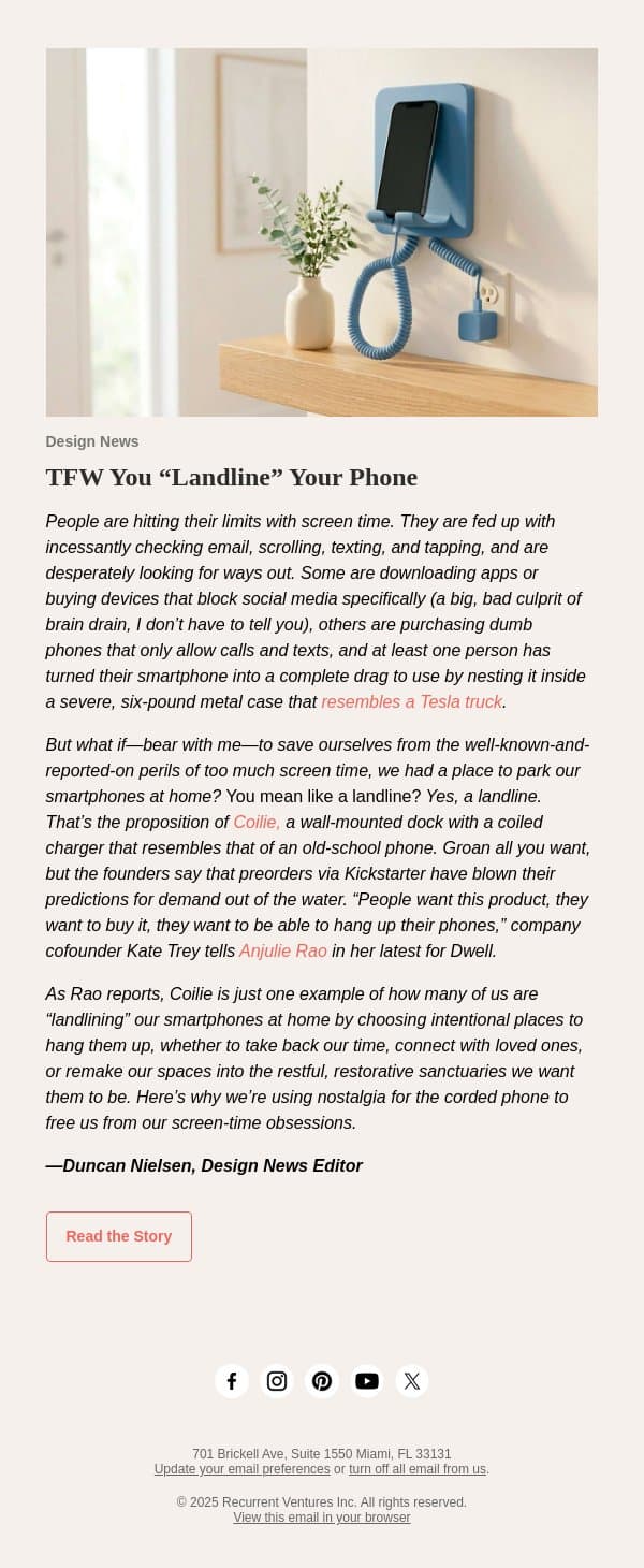 TFW You “Landline” Your Phone email from Dwell screenshot
