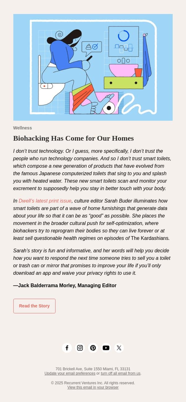 Biohacking Has Come for Our Homes email from Dwell screenshot