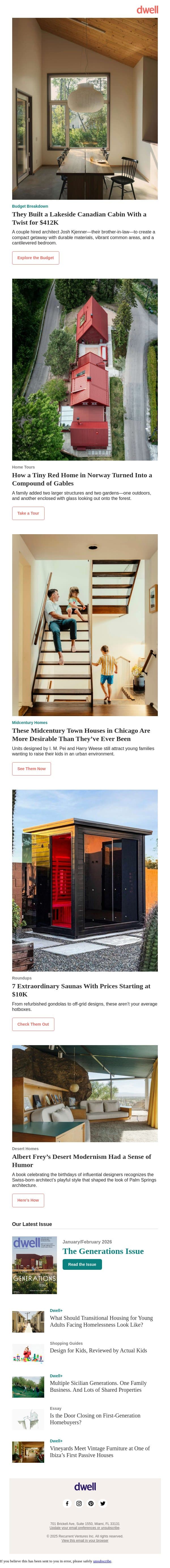 This Isn't Your Average Lakeside Cabin email from Dwell screenshot