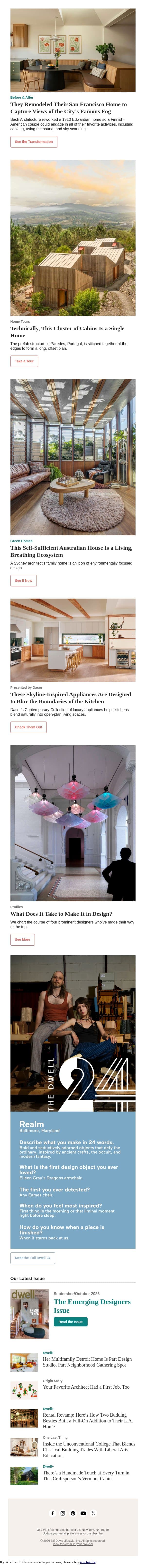 You’d Never Guess That This Cluster of Cabins Is a Single Home email from Dwell screenshot