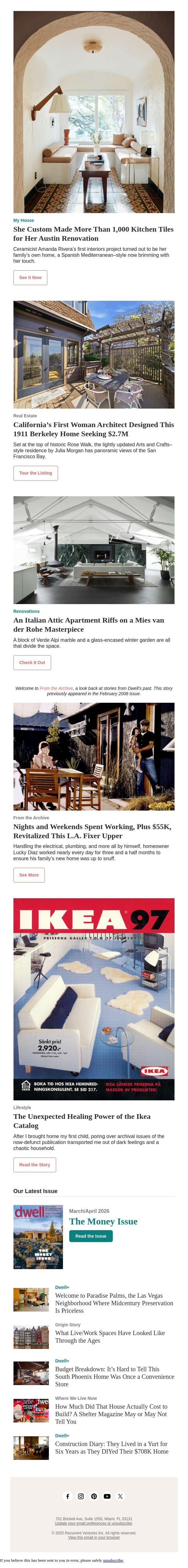 A Home Designed By California’s First Woman Architect Is For Sale email from Dwell screenshot