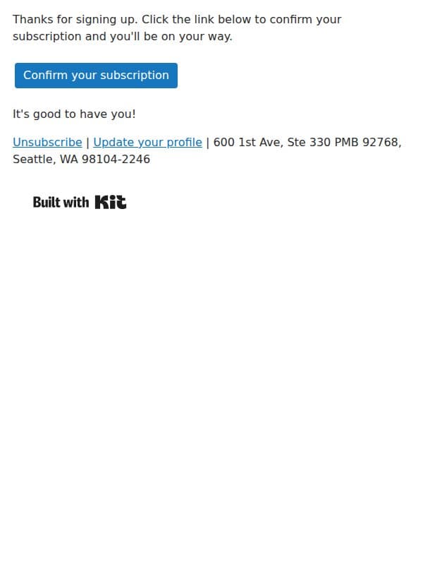 Important: confirm your subscription email from Dyad screenshot