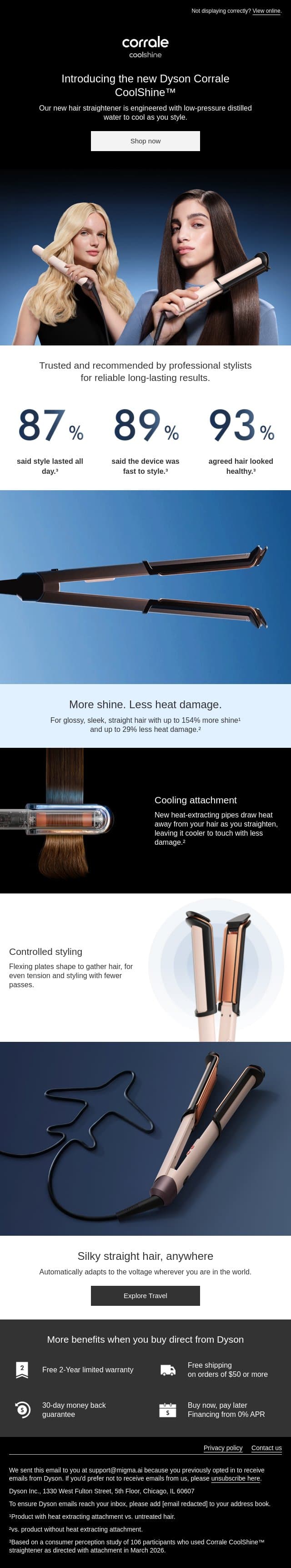 Time to shine with Dyson Corrale CoolShine™ email from Dyson screenshot