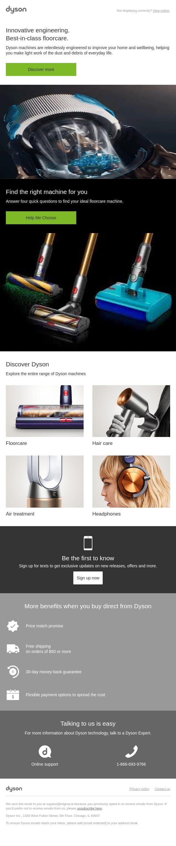 Discover Dyson floorcare email from Dyson screenshot