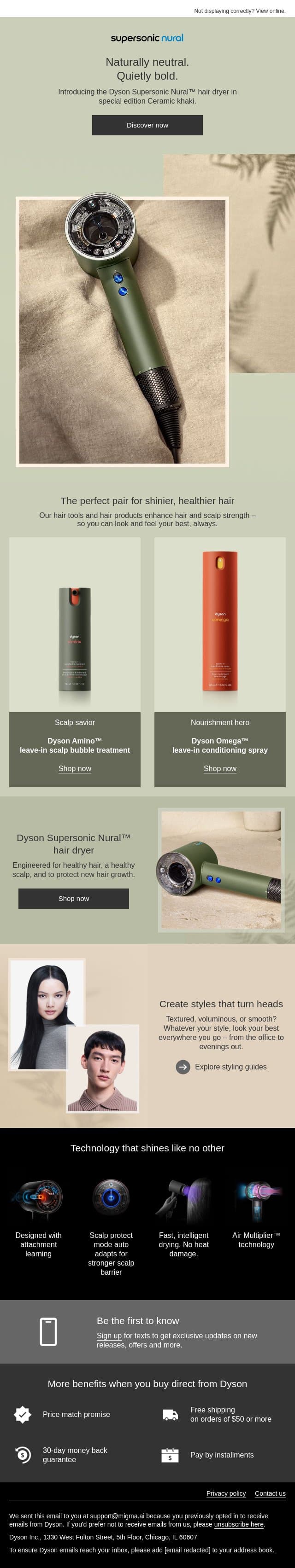 Introducing new special edition Ceramic khaki email from Dyson screenshot