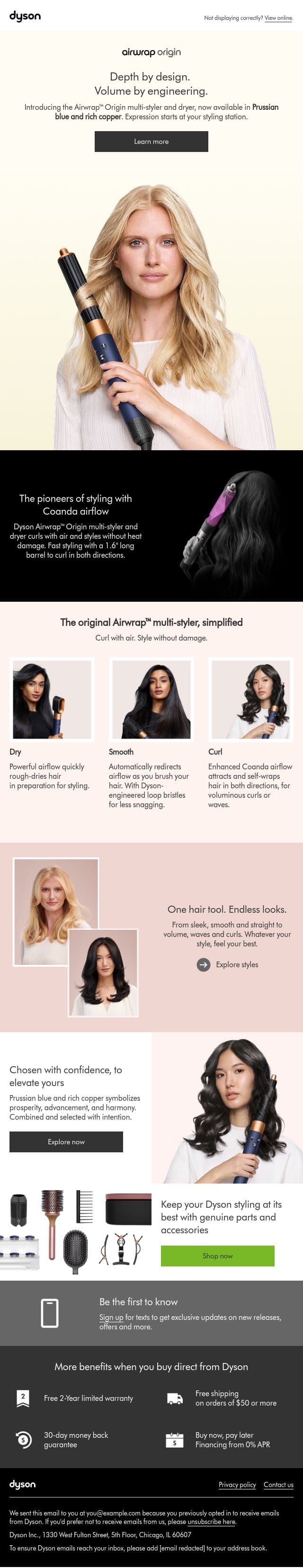 Dyson Airwrap multi-styler now in one of our most popular colors email from Dyson screenshot