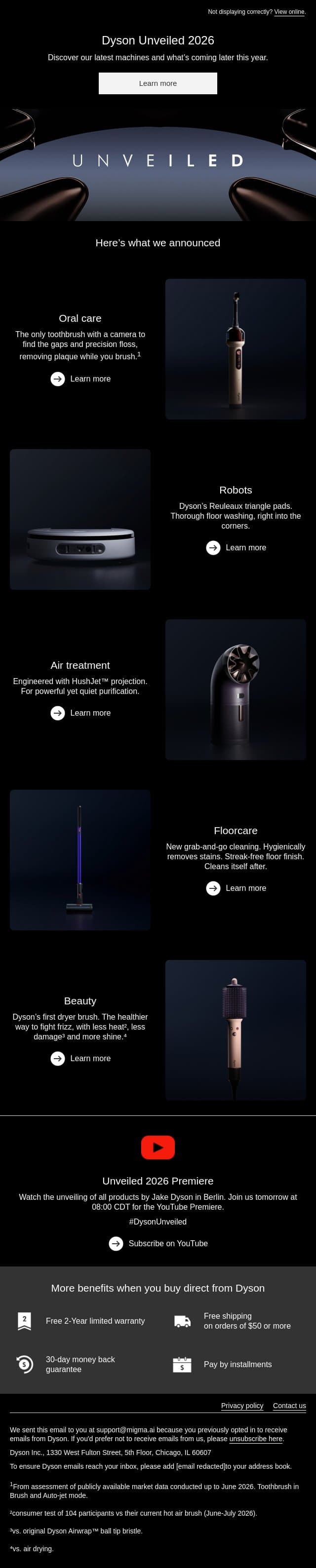 Discover Dyson Unveiled email from Dyson screenshot