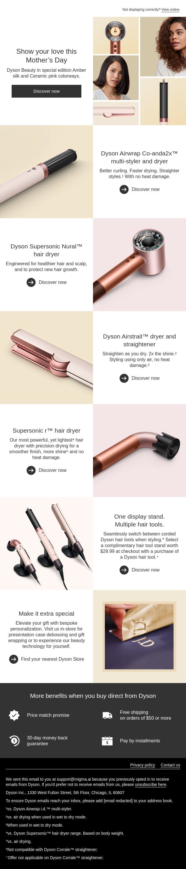 Show your love this Mother’s Day email from Dyson screenshot