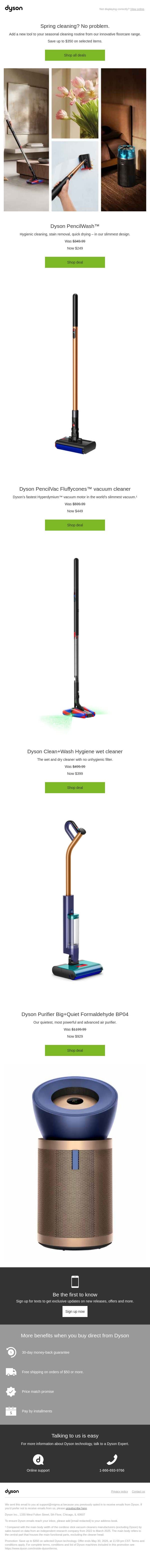 Spring cleaning? No problem. email from Dyson screenshot