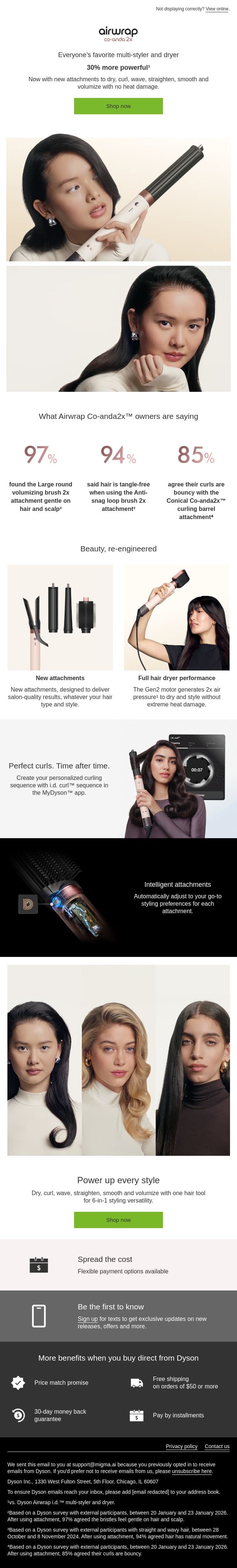The Airwrap Co-anda2x multi-styler – now even better email from Dyson screenshot