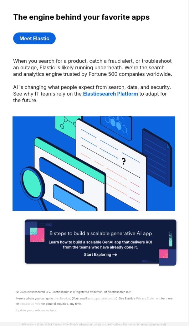 Behind every great search is Elastic email from Elastic screenshot