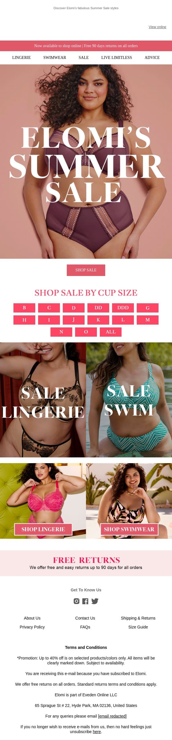 Independence Day Sale Favs email from Elomi screenshot