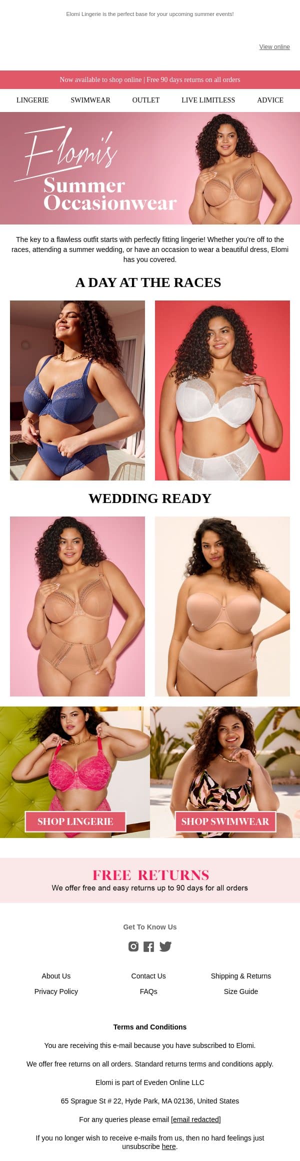 What's the Occasion? email from Elomi screenshot
