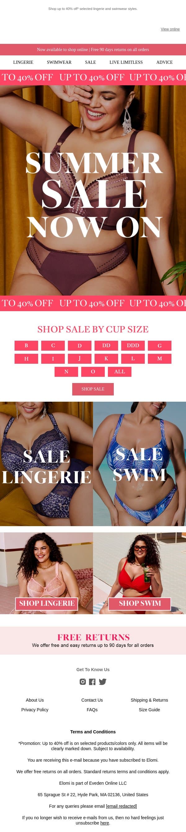 Did someone say SALE? email from Elomi screenshot