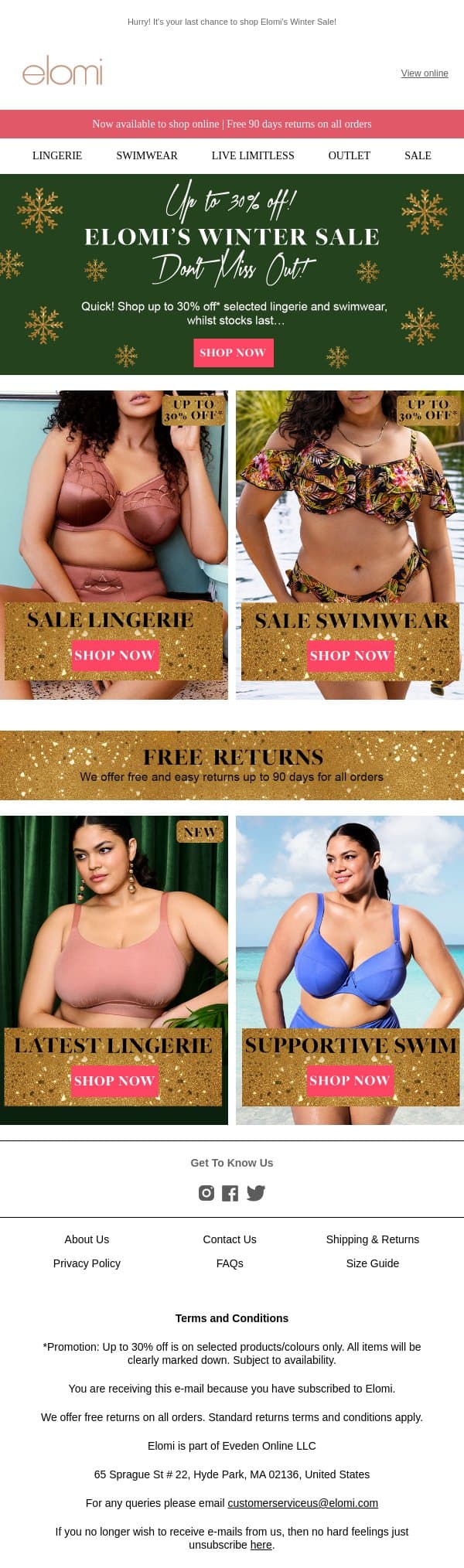 Don't Miss Out | Up to 30% off email from Elomi screenshot