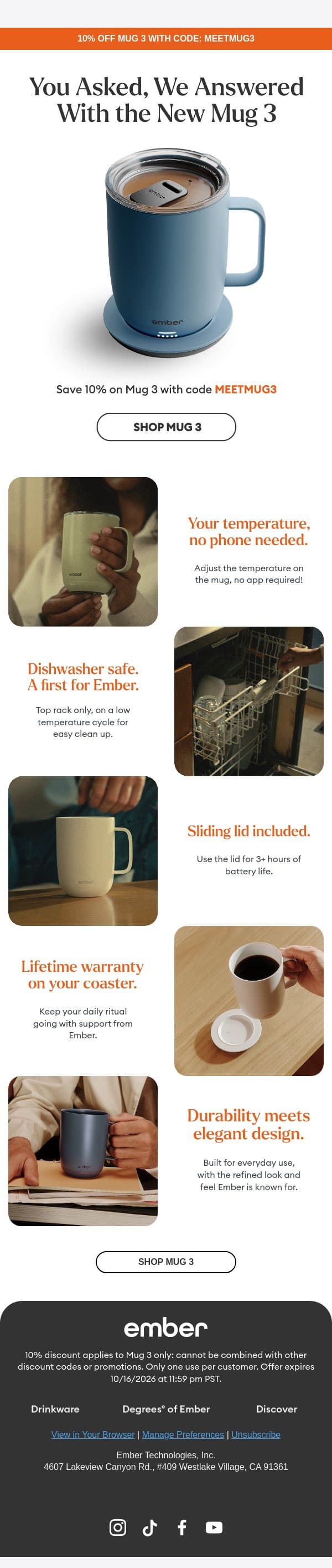 You asked. Mug 3 delivered. email from Ember screenshot