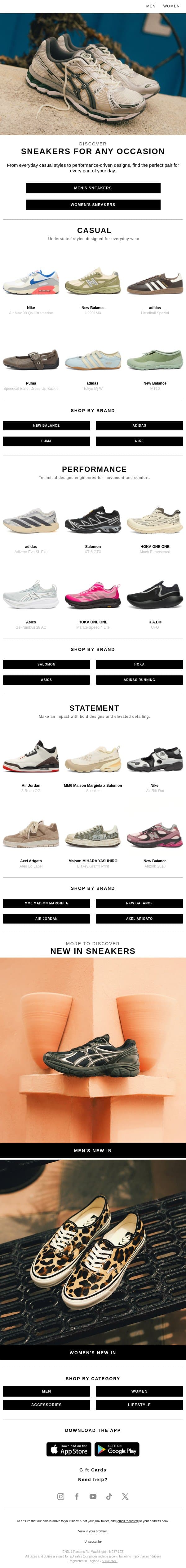 Your next pair is here: adidas, Nike, New Balance & more email from END. screenshot