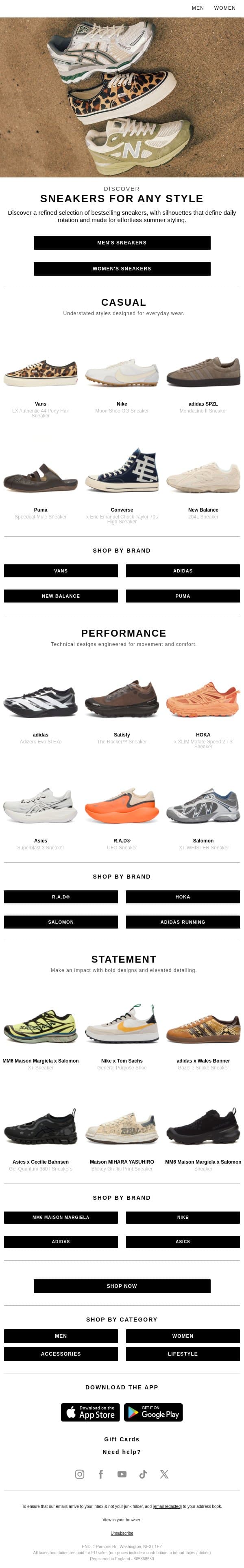 Find your next pair, no matter your style email from END. screenshot
