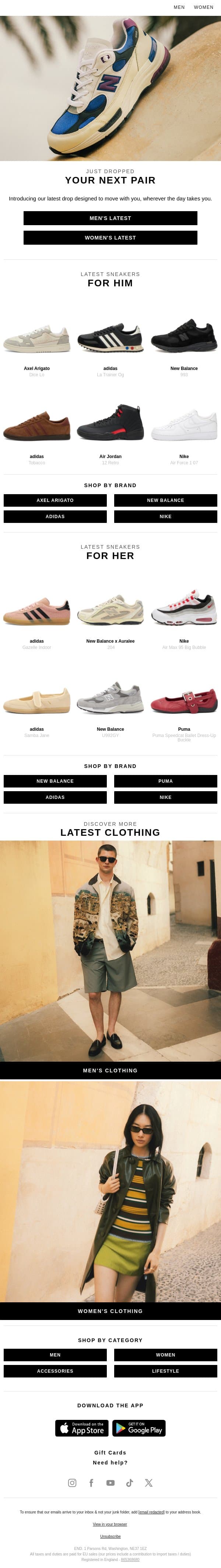 New in sneakers from adidas, Nike, New Balance & more email from END. screenshot