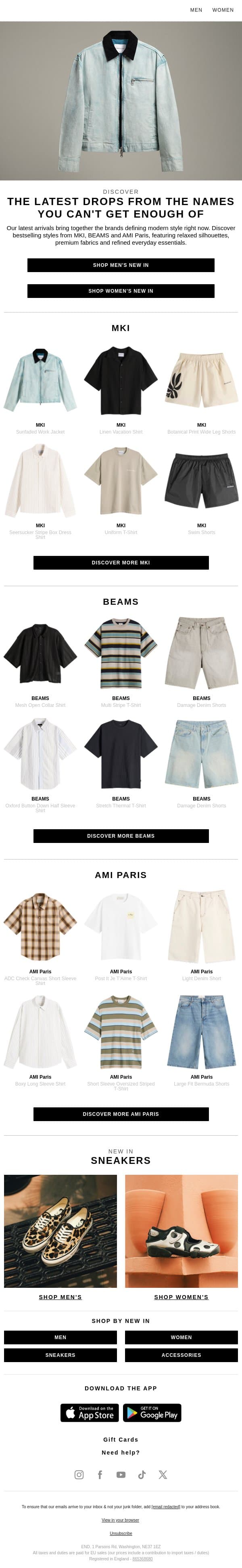 Shop our best-selling brands | MKI, BEAMS & AMI Paris email from END. screenshot