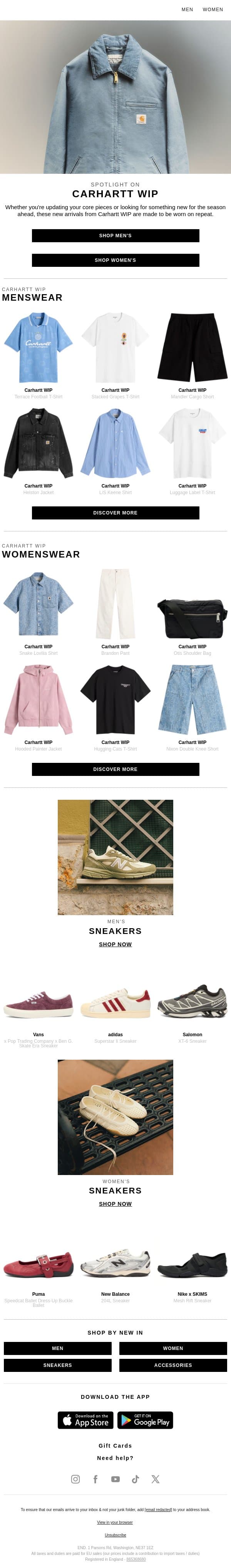 Discover new arrivals from Carhartt WIP email from END. screenshot