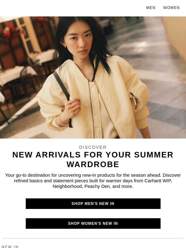 Warm-weather new arrivals from Carhartt WIP, Peachy Den & more email from END.