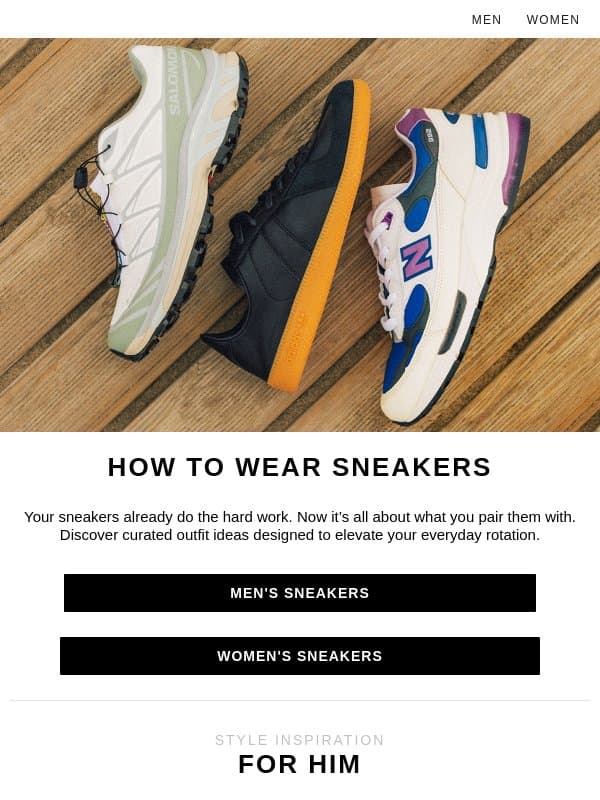 Discover outfits that make sneakers look even better email from END.