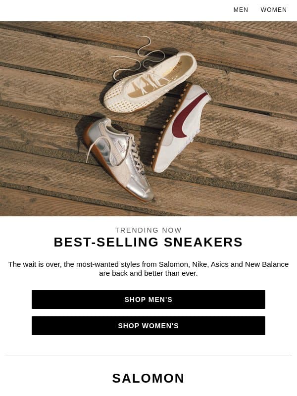 Best-selling sneakers from Salomon, Nike, Asics & more email from END.
