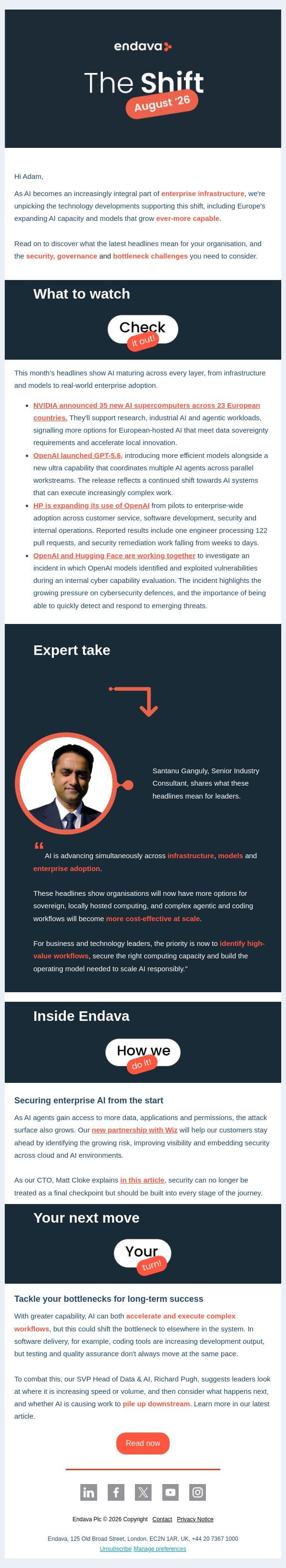 AI is entering its next phase email from Endava screenshot