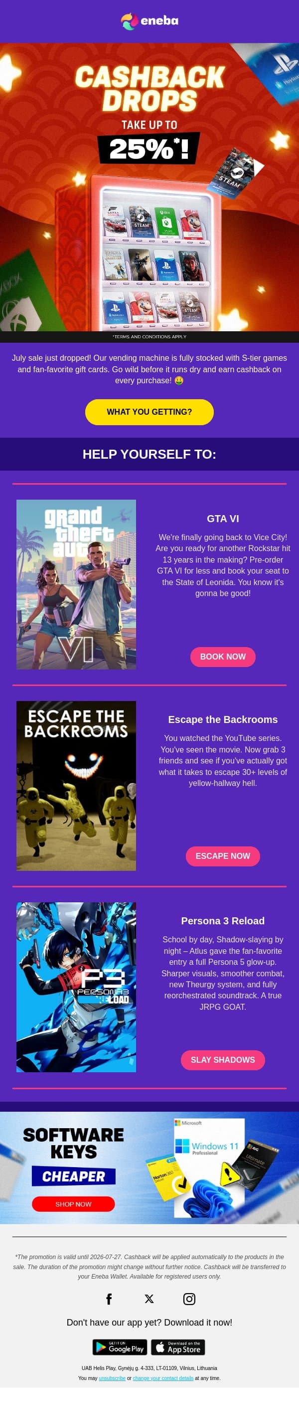 Deals of the month!🔥 email from Eneba screenshot