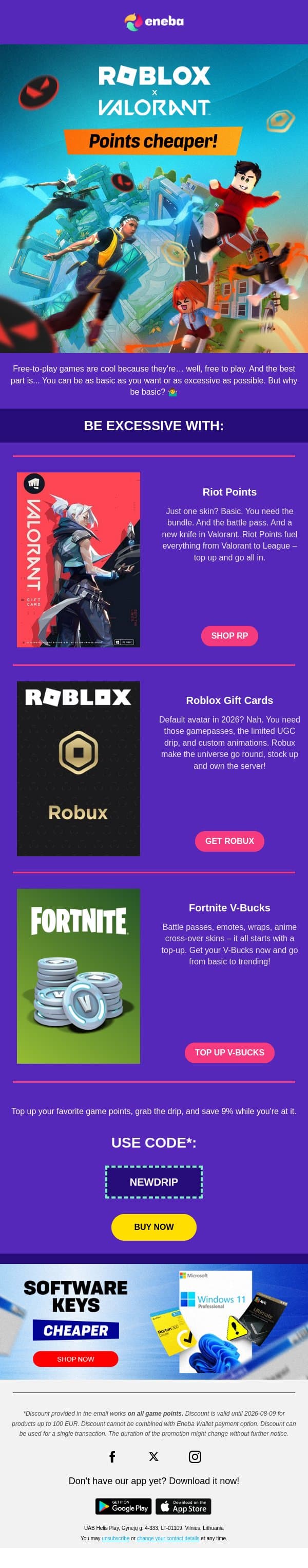 Still flexing the default skin?👕 email from Eneba screenshot