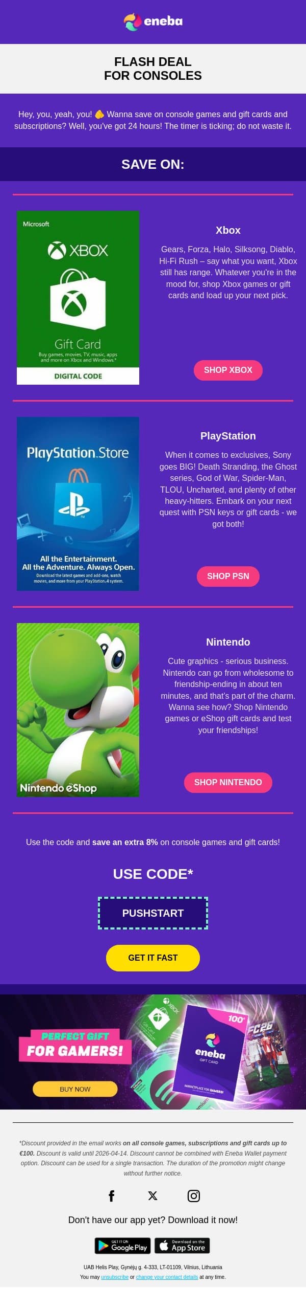 Just 24 hours?! 😱 email from Eneba screenshot