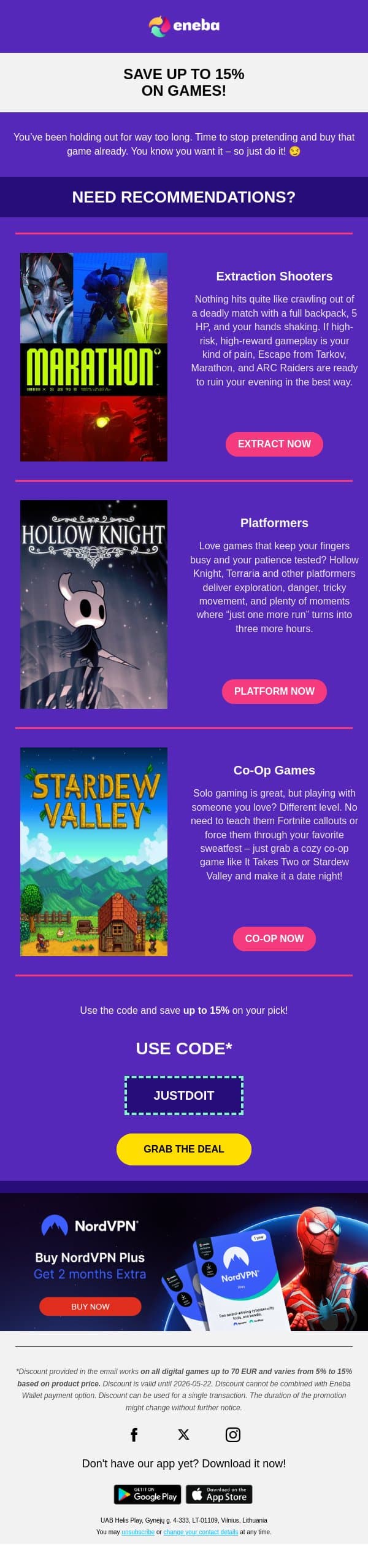 Just buy the game already! 😎 email from Eneba screenshot