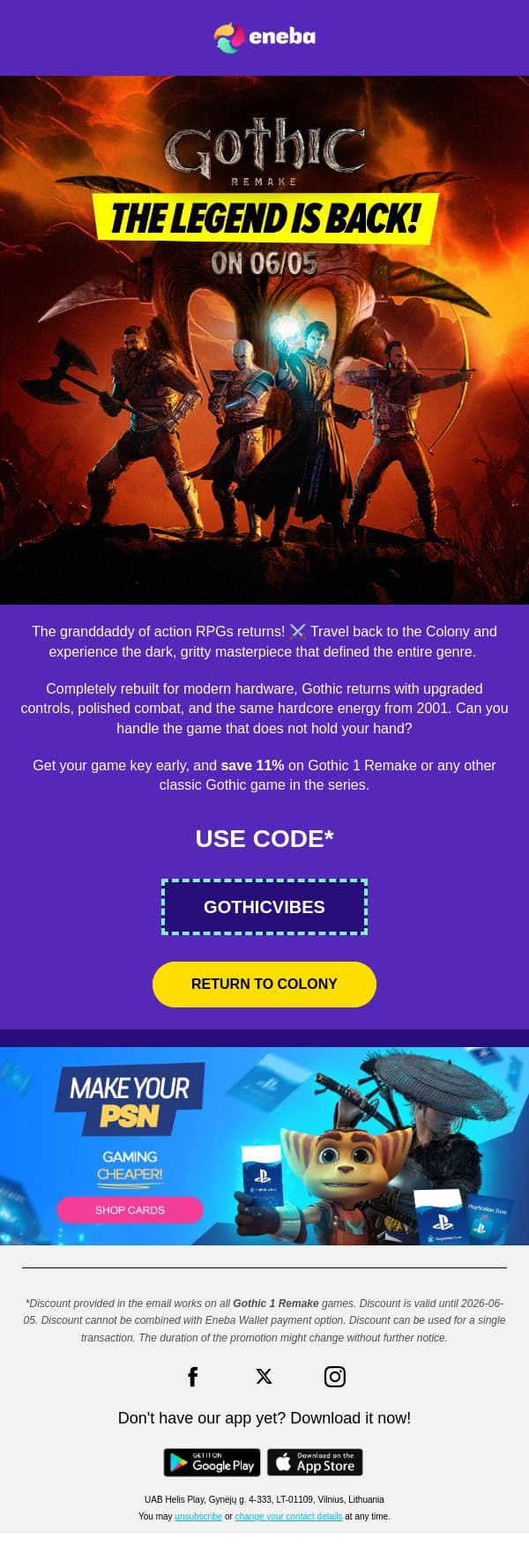 A must-play RPG returns! 💥 email from Eneba screenshot