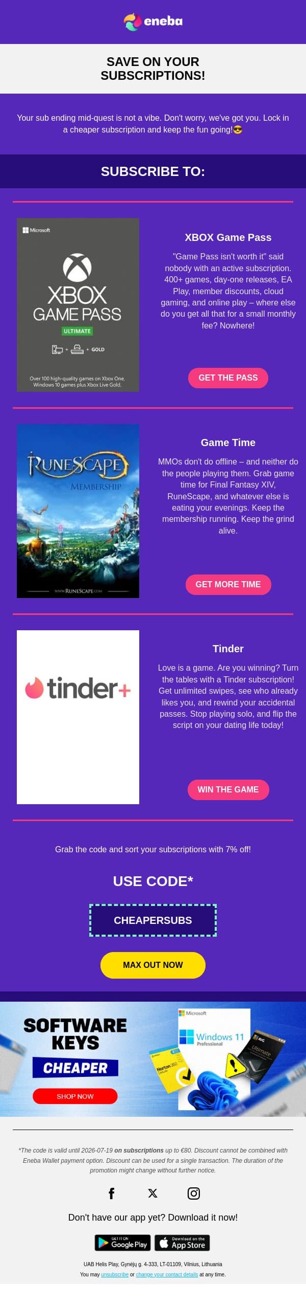 You could let it end...🤔 email from Eneba screenshot