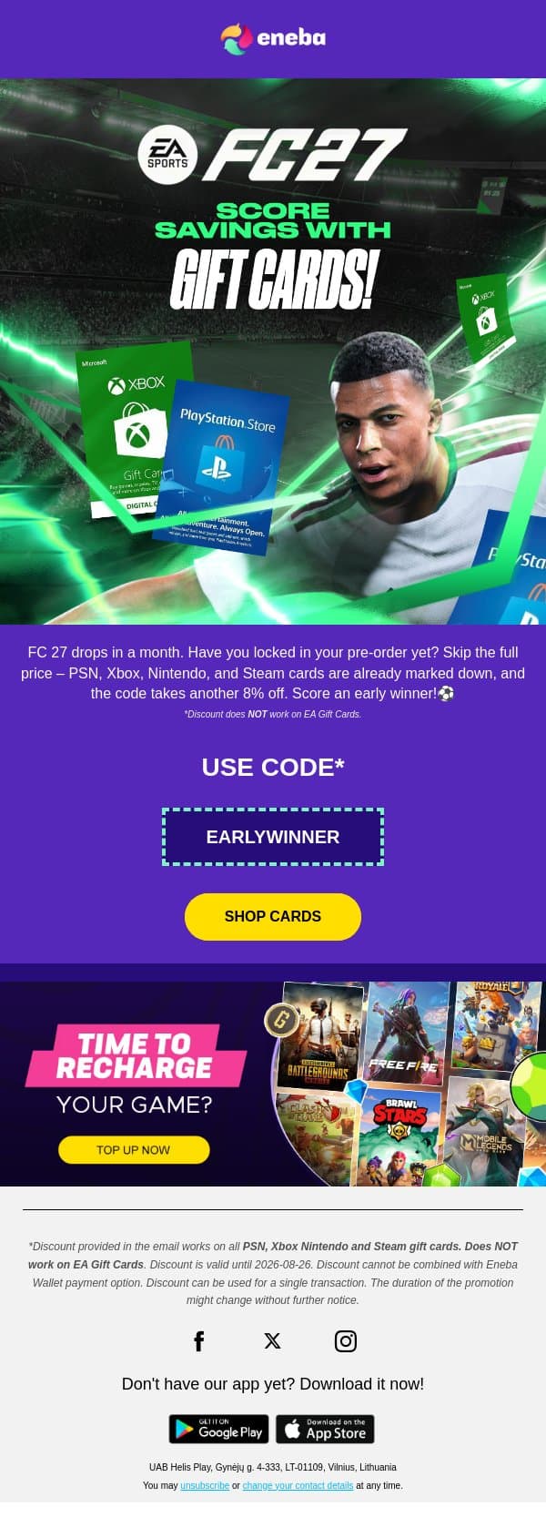 How to buy FC 27 cheaper... 🤔 email from Eneba screenshot