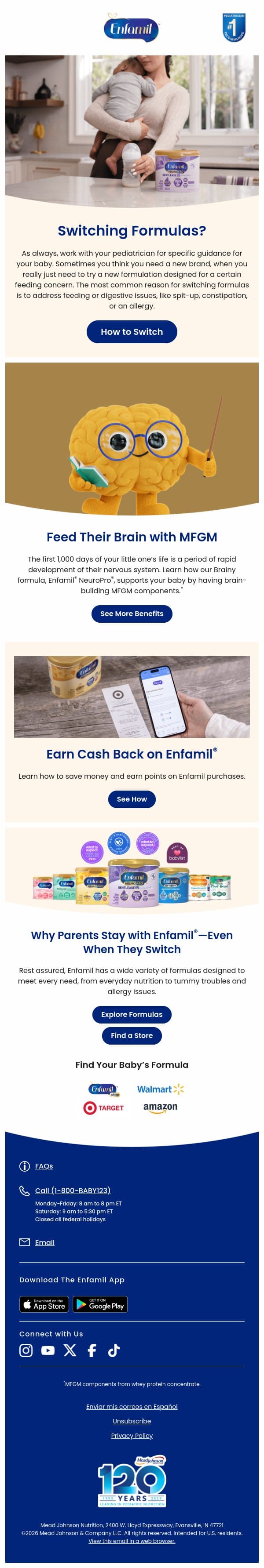Thinking about making a formula switch? email from Enfamil screenshot