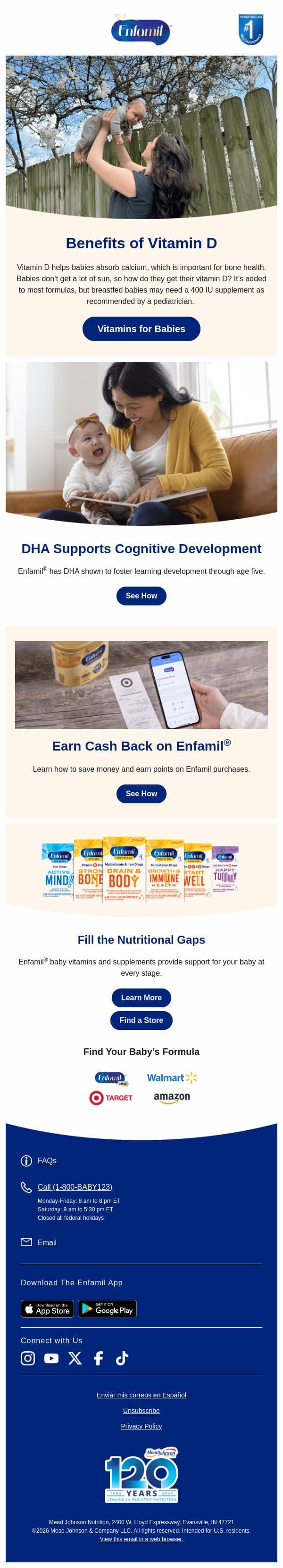 Vitamins have many benefits for your baby. email from Enfamil screenshot