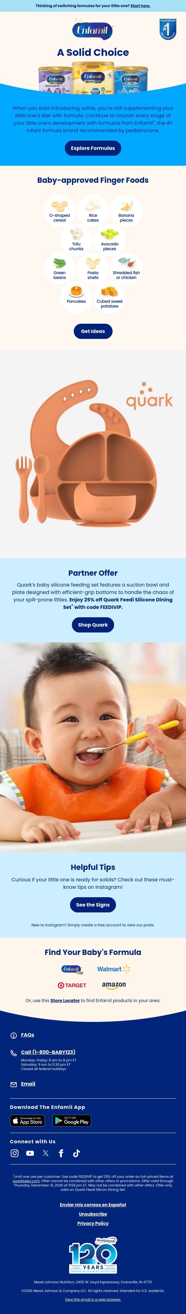 Excited to be introducing solids to your baby soon? email from Enfamil screenshot