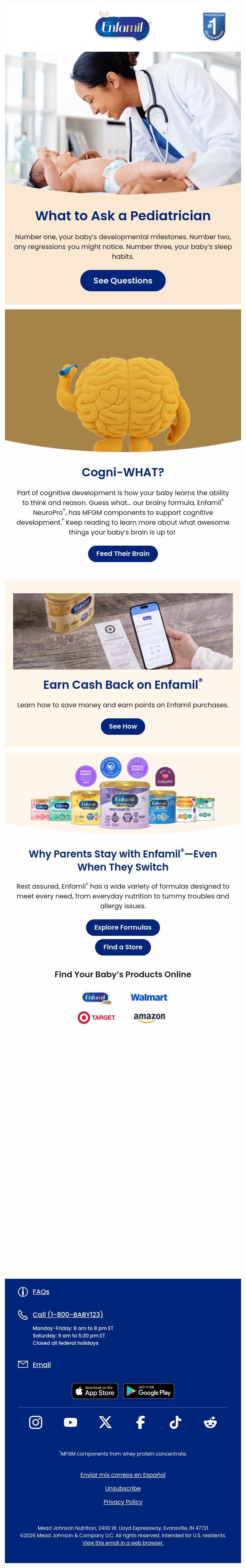 Struggling with what to ask your pediatrician? email from Enfamil screenshot