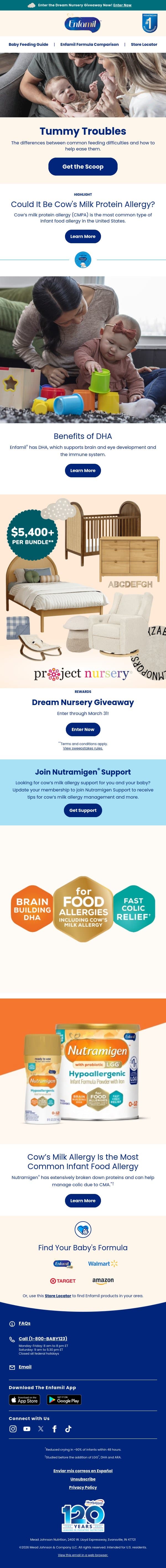 Compassionate care for fussy babies. email from Enfamil screenshot