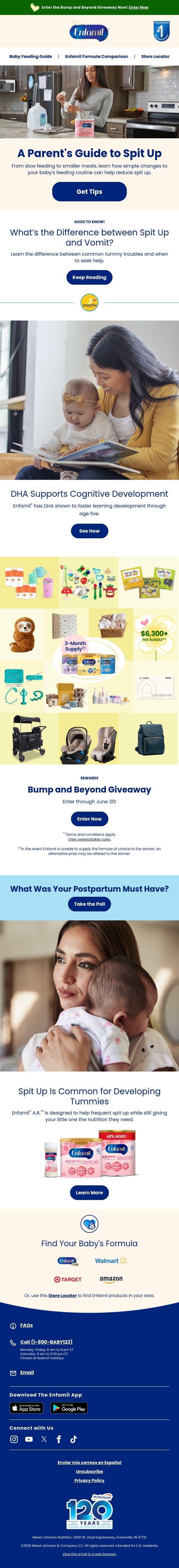 When spit up becomes a concern. email from Enfamil screenshot